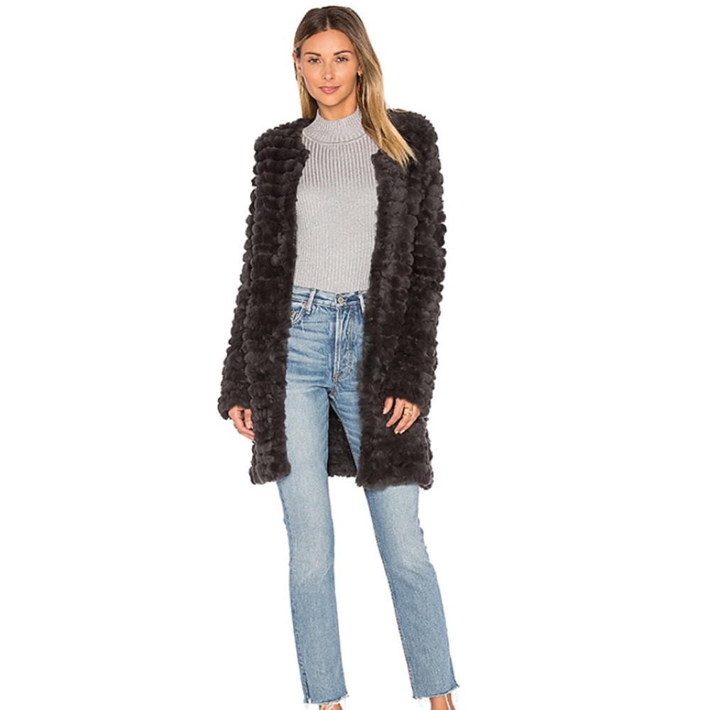 Adrienne Landau, black rabbit/knit cardigan